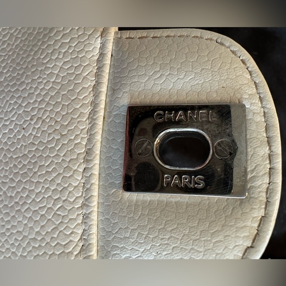 Chanel White ❄️ Caviar Leather East West Shoulder Bag - Picture 13 of 16